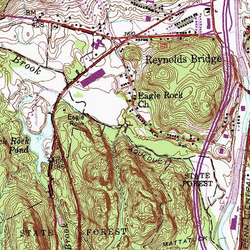 Topographic Map of Purgatory Brook, CT
