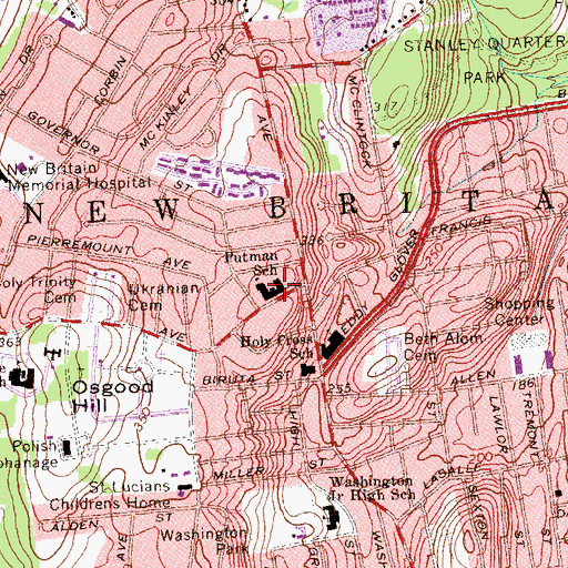 Topographic Map of Putman School, CT