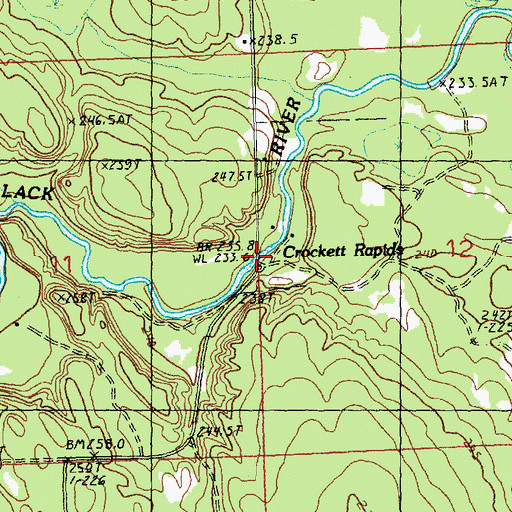 Topographic Map of Crockett Rapids, MI