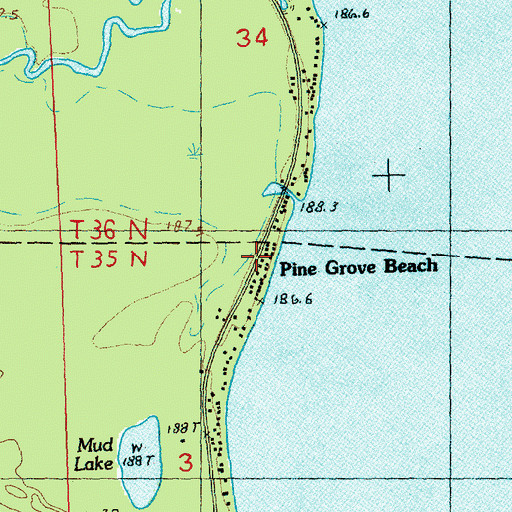 Topographic Map of Pine Grove Beach, MI