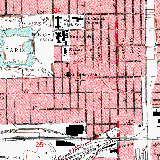Topographic Map of Calvary Hill Baptist Church, IL
