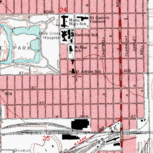 Topographic Map of Holy Healing Temple Church, IL