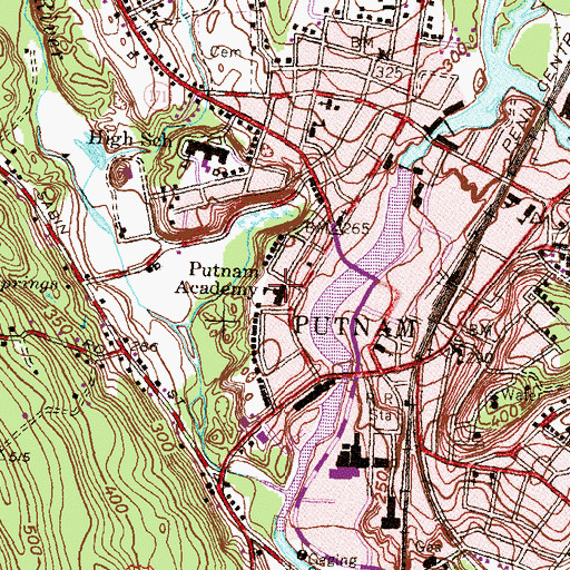 Topographic Map of Putnam Academy, CT