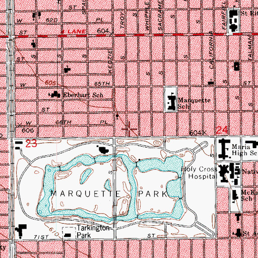 Topographic Map of Lithuanian Evangelical Lutheran Church, IL