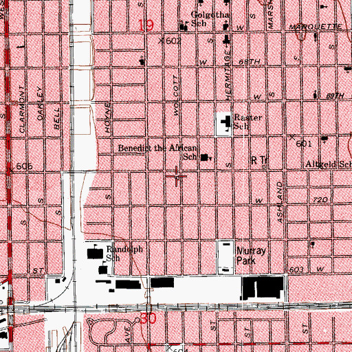 Topographic Map of New Hope Inspirational Baptist Church, IL