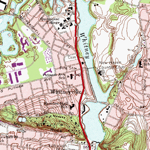 Topographic Map of Putnam Avenue School, CT