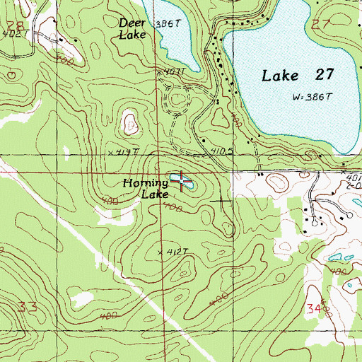 Topographic Map of Horning Lake, MI