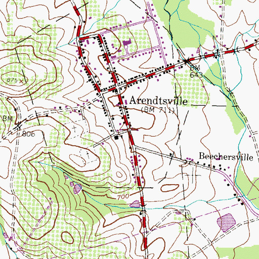 Topographic Map of Arendtsville Vocational School Community Center, PA