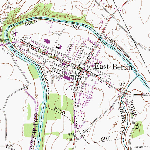 Topographic Map of East Berlin Community Library, PA