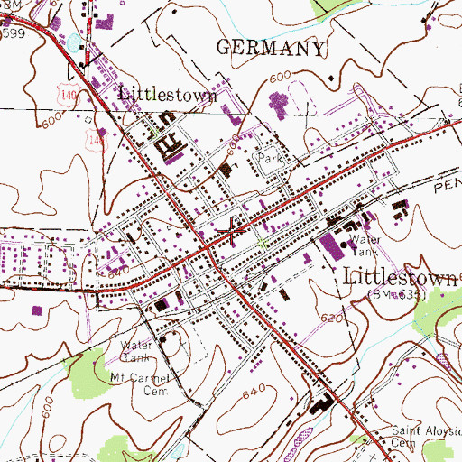Topographic Map of Littlestown Library, PA