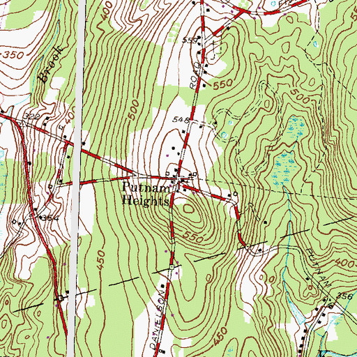 Topographic Map of Putnam Heights, CT