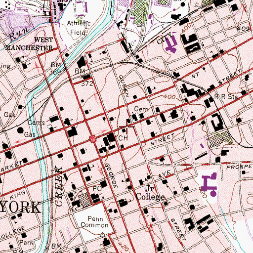 Topographic Map of Martin Library, PA
