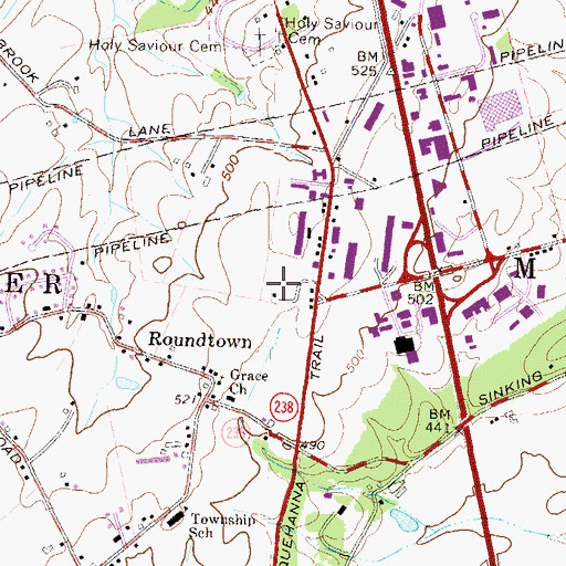 Topographic Map of Manchester Township Library, PA