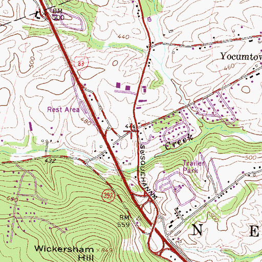 Topographic Map of The Red Land Community Library, PA