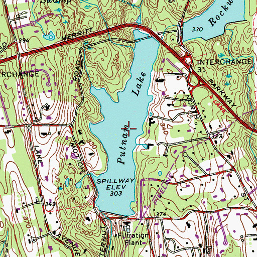 Topographic Map of Putnam Lake, CT