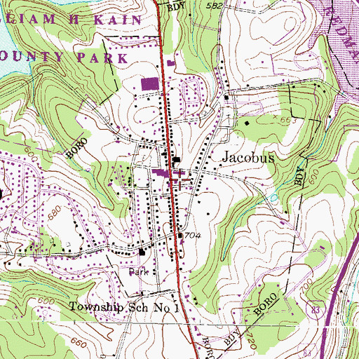 Topographic Map of Village Library, PA
