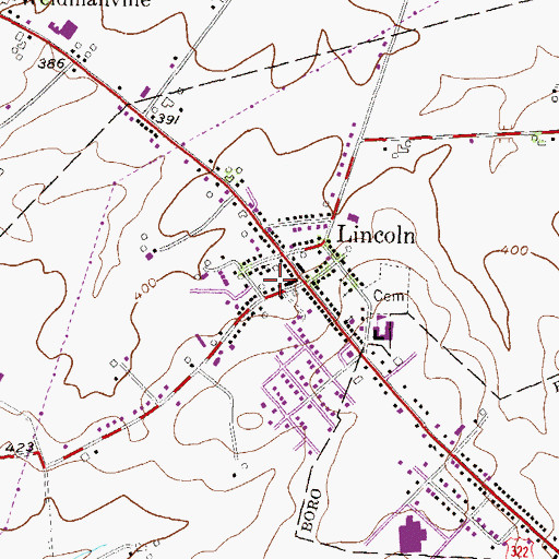 Topographic Map of Lincoln Fire Company 1 Station 16, PA
