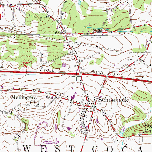 Topographic Map of Schoeneck Fire Company Station 19, PA