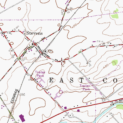 Topographic Map of Stevens Fire Company 1 Station 17 - 3, PA