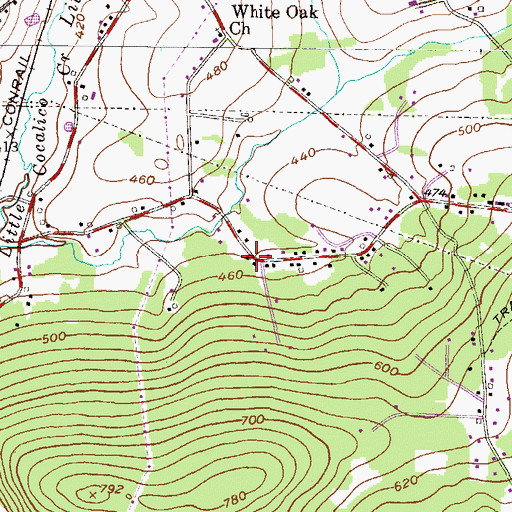 Topographic Map of Smokestown Fire Company Station 17 - 2, PA