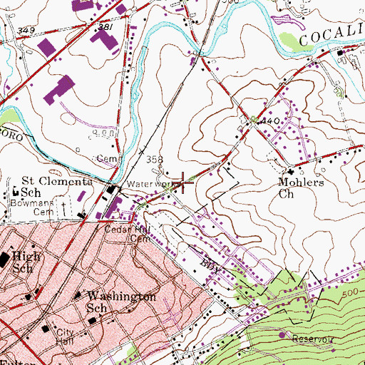 Topographic Map of Ephrata Area Rescue Services, PA