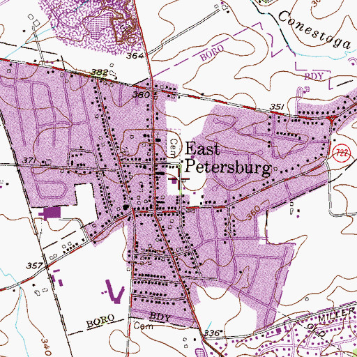 Topographic Map of East Petersburg Fire Company 1 Station 23, PA