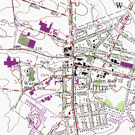 Topographic Map of Lititz Fire Company 1 Station 25, PA