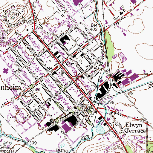 Topographic Map of Manheim Fire Department Station 26, PA