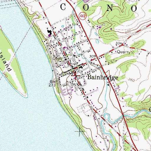 Topographic Map of Bainbridge Fire Company Station 71, PA