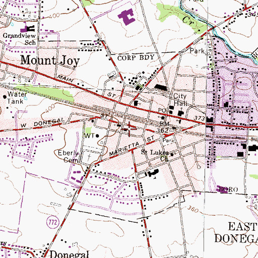 Topographic Map of Fire Department Mount Joy Station 75, PA