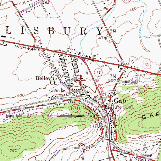 Topographic Map of Gap Fire Company Station 4 - 2, PA
