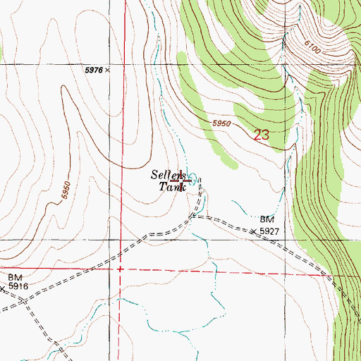 Topographic Map of Sellers Tank, AZ