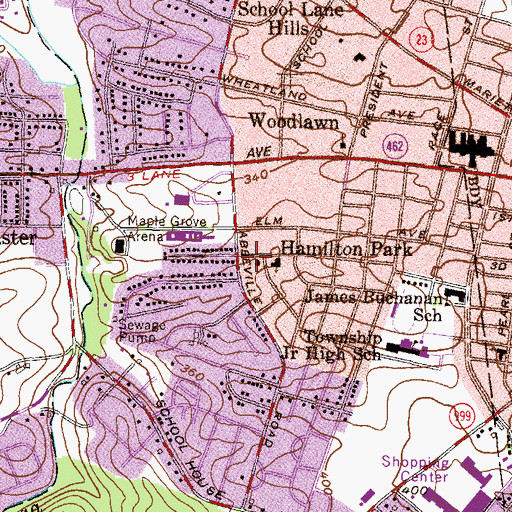 Topographic Map of Lancaster Township Fire Department North Station 66, PA