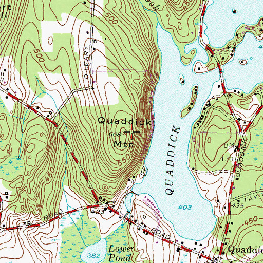 Topographic Map of Quaddick Mountain, CT