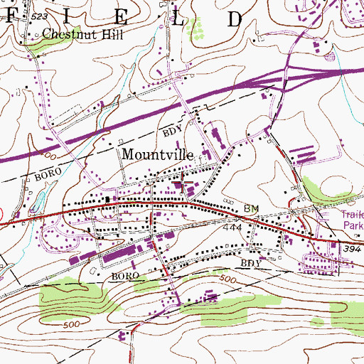 Topographic Map of Mountville Fire Company 1 Station 7, PA