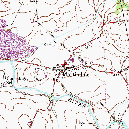 Topographic Map of Martindale Volunteer Fire Company Station 3, PA
