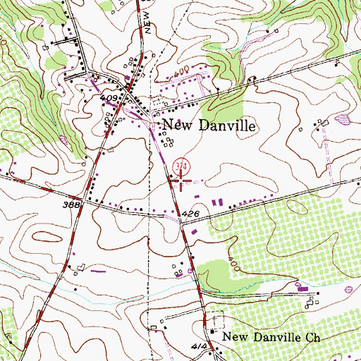 Topographic Map of New Danville Fire Company Station 55, PA