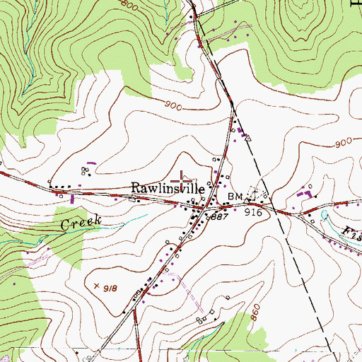Topographic Map of Rawlinsville Fire Company Station 58, PA