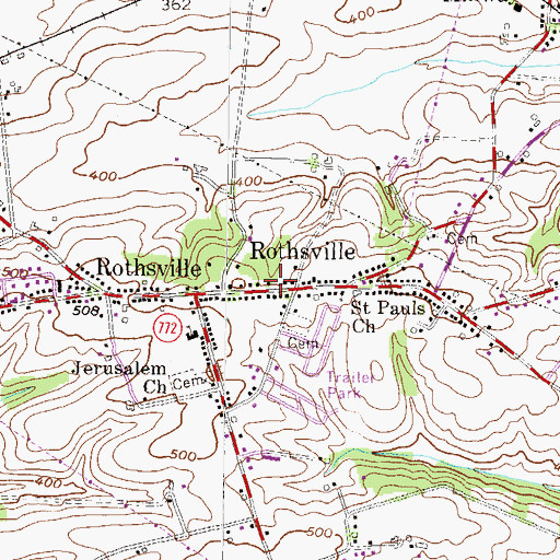 Topographic Map of Rothsville Volunteer Fire Company Station 24, PA