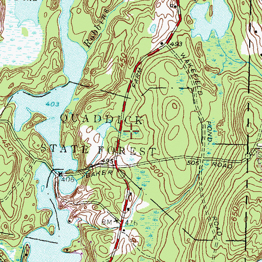 Topographic Map of Quaddick State Forest, CT