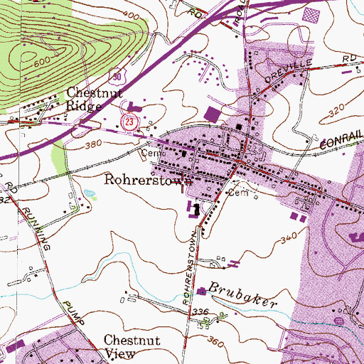 Topographic Map of Rohrerstown Fire Company Station 67, PA