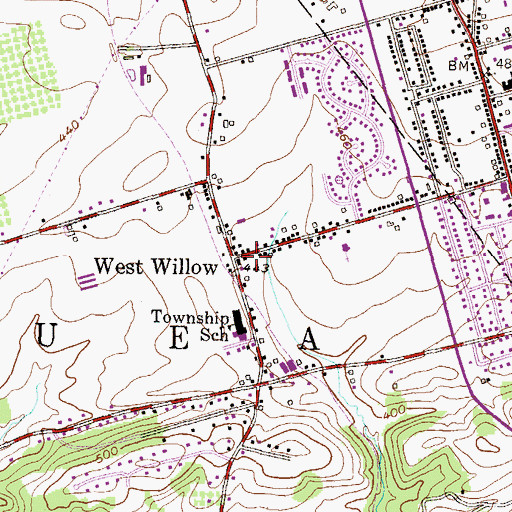 Topographic Map of West Willow Fire Company Station 60, PA