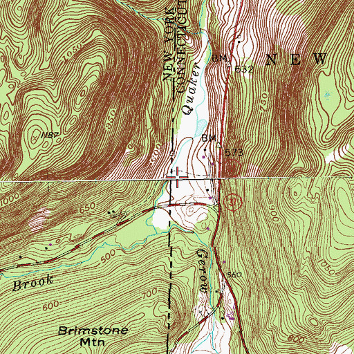 Topographic Map of Quaker Brook, CT