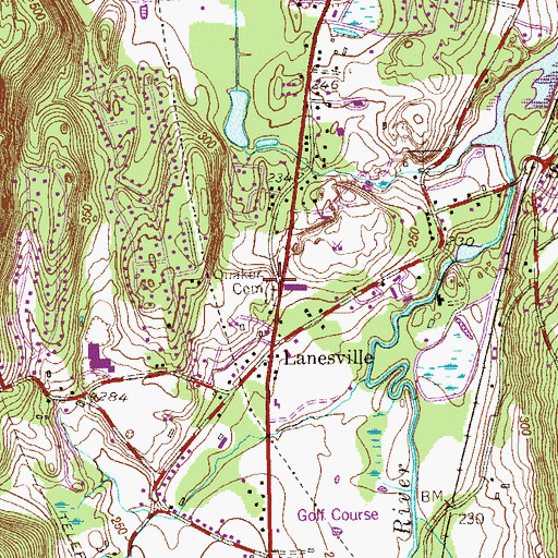 Topographic Map of Quaker Cemetery, CT