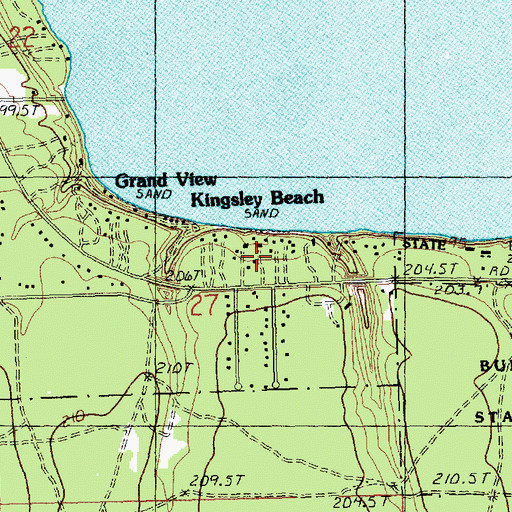 Topographic Map of Kingsley Beach, MI