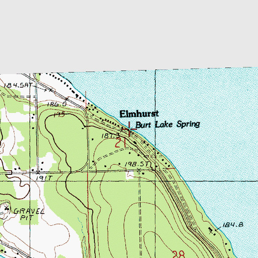Topographic Map of Burt Lake Spring, MI