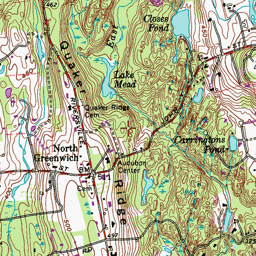 Topographic Map of Quaker Ridge, CT