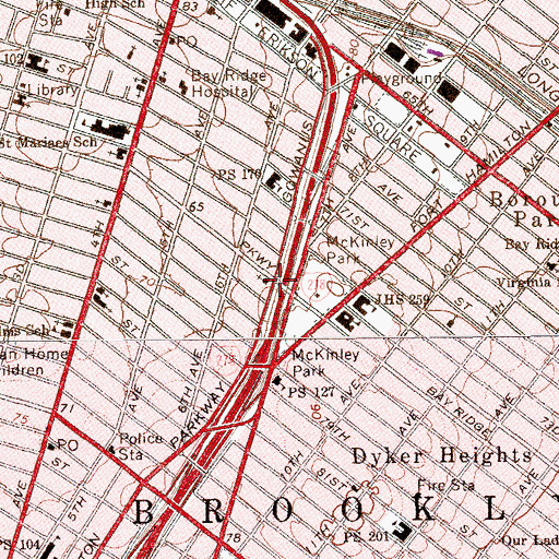 Topographic Map of Bay Ridge United Church, NY