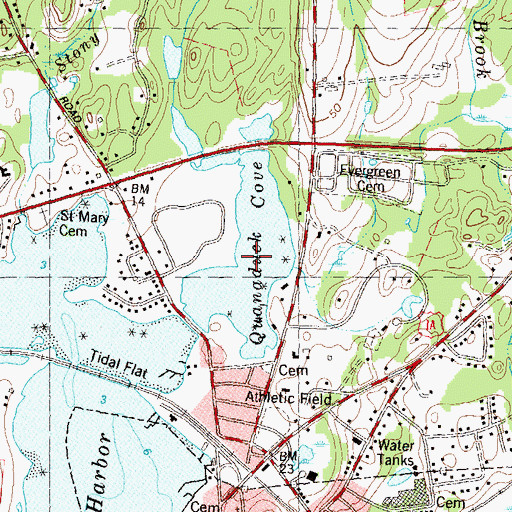 Topographic Map of Quanaduck Cove, CT
