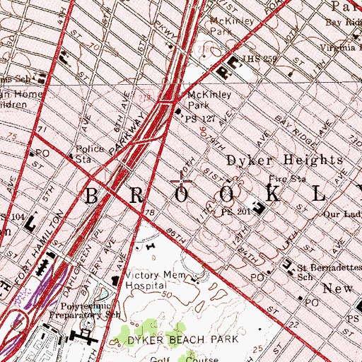 Topographic Map of Redeemer Saint John's Lutheran Church, NY